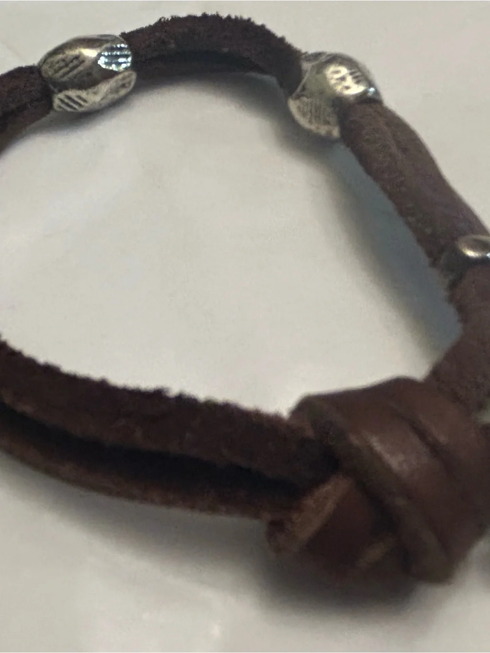 James Avery Brown Leather Wrap Bracelet with Sterling Silver Accents